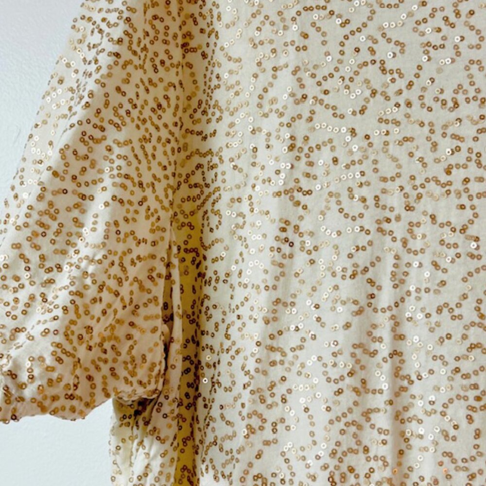 Avenue Womens Pullover Top with Gold Sequins, Short Sleeves, Size 26/28 - Picture 6 of 9